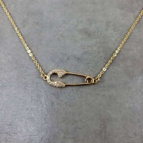 گردنبند طلا 18 عیار زنانه قیراط طرح سنجاق کد GH558