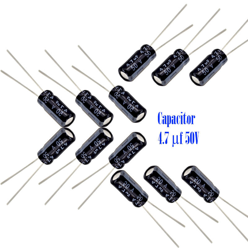 خازن 4.7 میکروفاراد 50 ولت کد Ca4.7uf-50V بسته 12 عددی