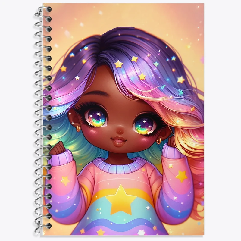 دفتر زبان 50 برگ خندالو مدل دو خط طرح دخترانه کیوت کد F6052