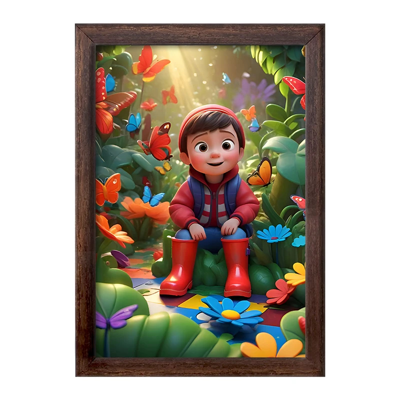 تابلو خندالو طرح پسر و پروانه ها کد F6527