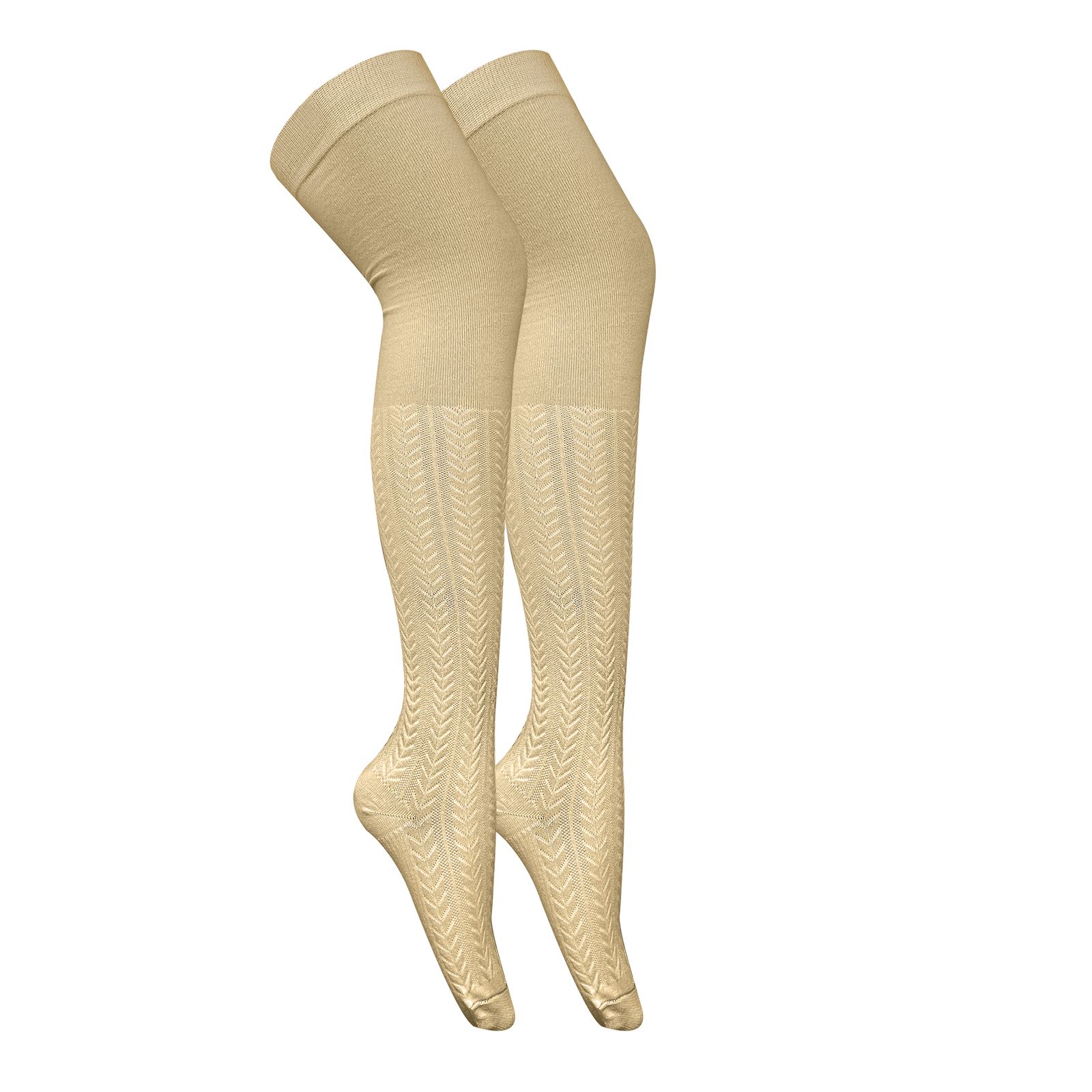 جوراب زنانه تن پوش هنگامه مدل بالا زانو برجسته KW بسته 2 عددی -  - 2