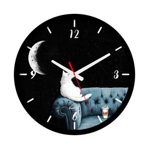 ساعت دیواری کوارتز راویتا مدل ماه و گربه کد 3631