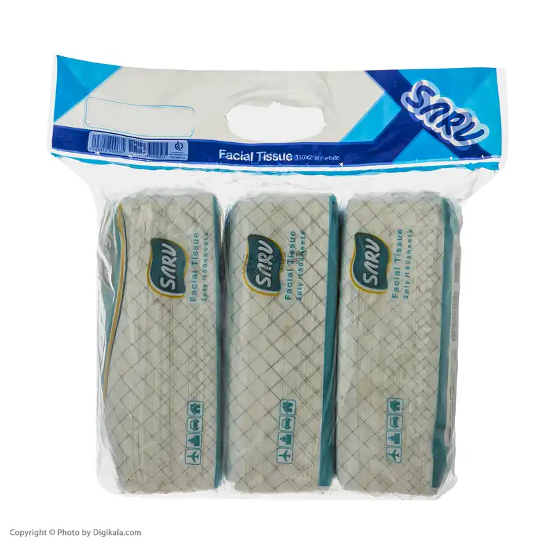 دستمال کاغذی 150 برگ سرو مدل Wave بسته 3 عددی