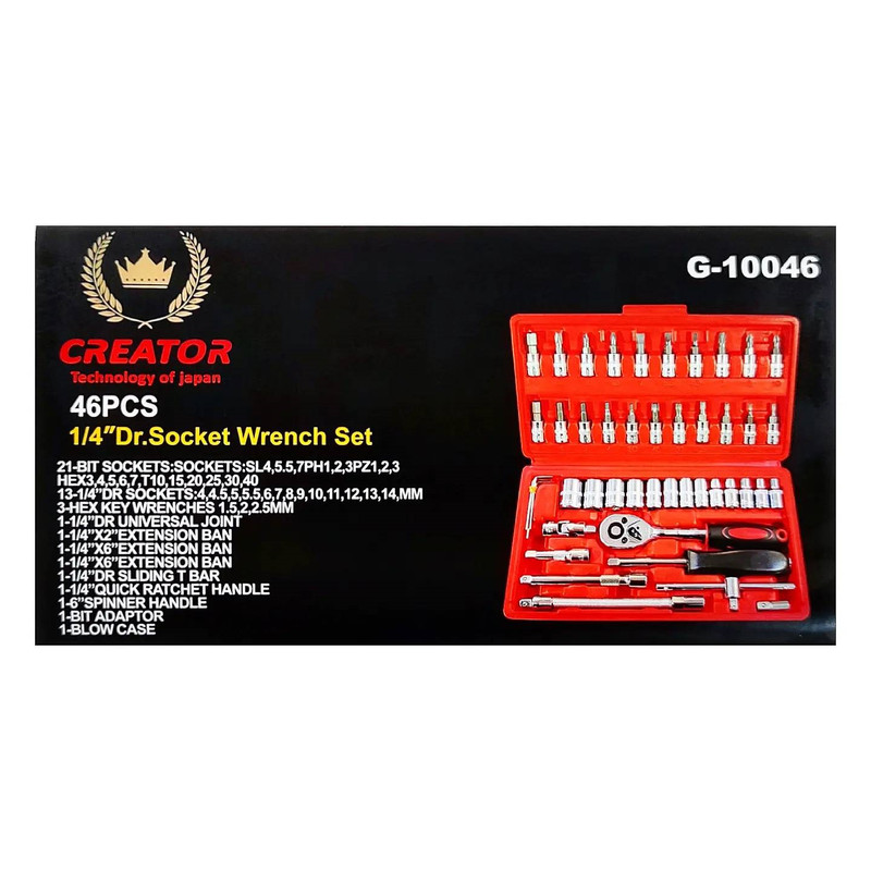 آچار بکس کریتور  مدل G-10046  مجموعه 46 عددی