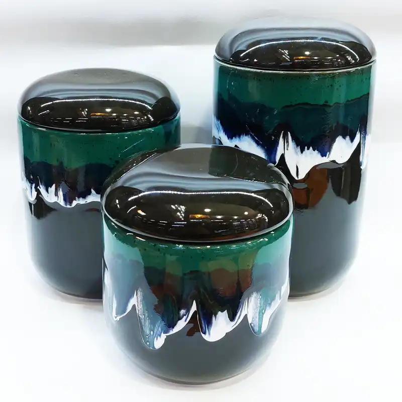 بانکه سرامیکی طرح لعاب اشکی مجموعه 3 عددی