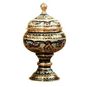 شکلات خوری میناکاری مسی طرح خمره ای  درب دار کد 231
