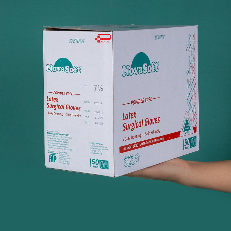 دستکش جراحی نواسافت مدل NSL سایز 7.5 بسته 2 عددی