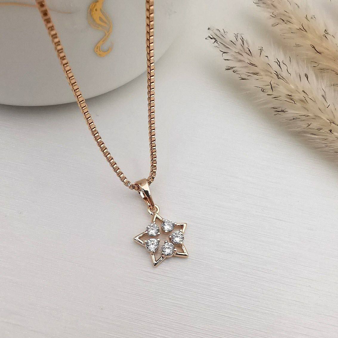 گردنبند زنانه ژوپینگ مدل ستاره نگینی 349633 - - 2