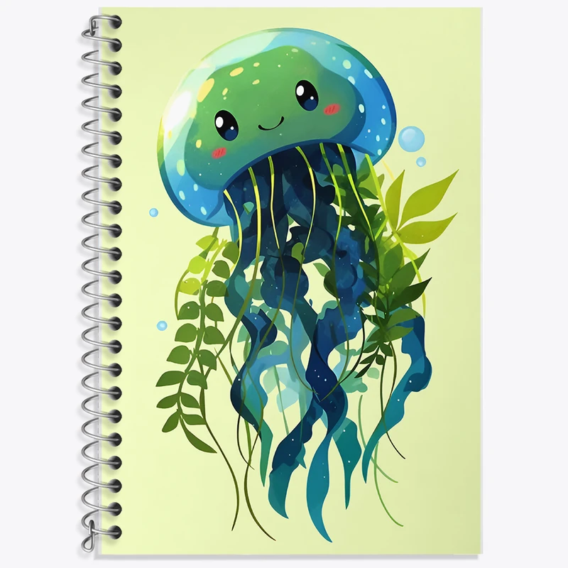 دفتر زبان 50 برگ خندالو مدل سه خط طرح عروس دریایی کیوت کد F7683