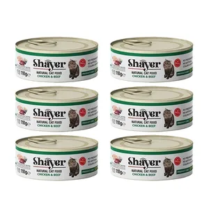 کنسرو گربه شایر مدل مرغ و گوشت وزن 110 گرم بسته 6 عددی