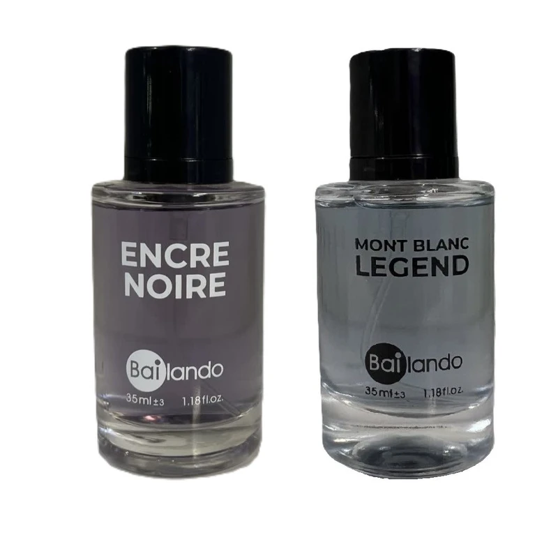عطر جیبی مردانه بایلندو مدل لجند مونت بلان با رایحه خنک و شرقی حجم 35 میلی‌لیتر به همراه عطر جیبی مردانه بایلندو مدل لالیک انکرنویر با رایحه گرم و تلخ حجم 35 میلی‌لیتر