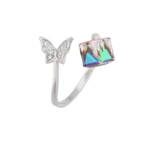 انگشتر زنانه سواروسکی مدل مکعب و پروانه کد 11468