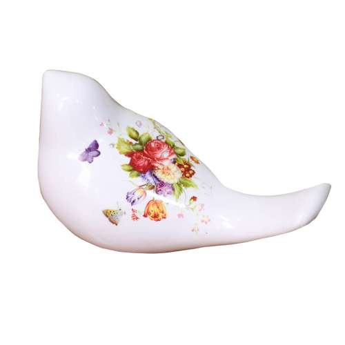 مجسمه سرامیکی مدل پرنده طرح گل و پروانه کد linflo