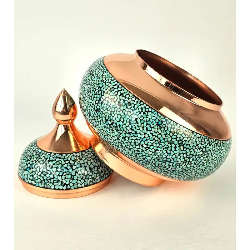 ست 3 تکه قندان و گلدان فیروزه کوبی کد kg20