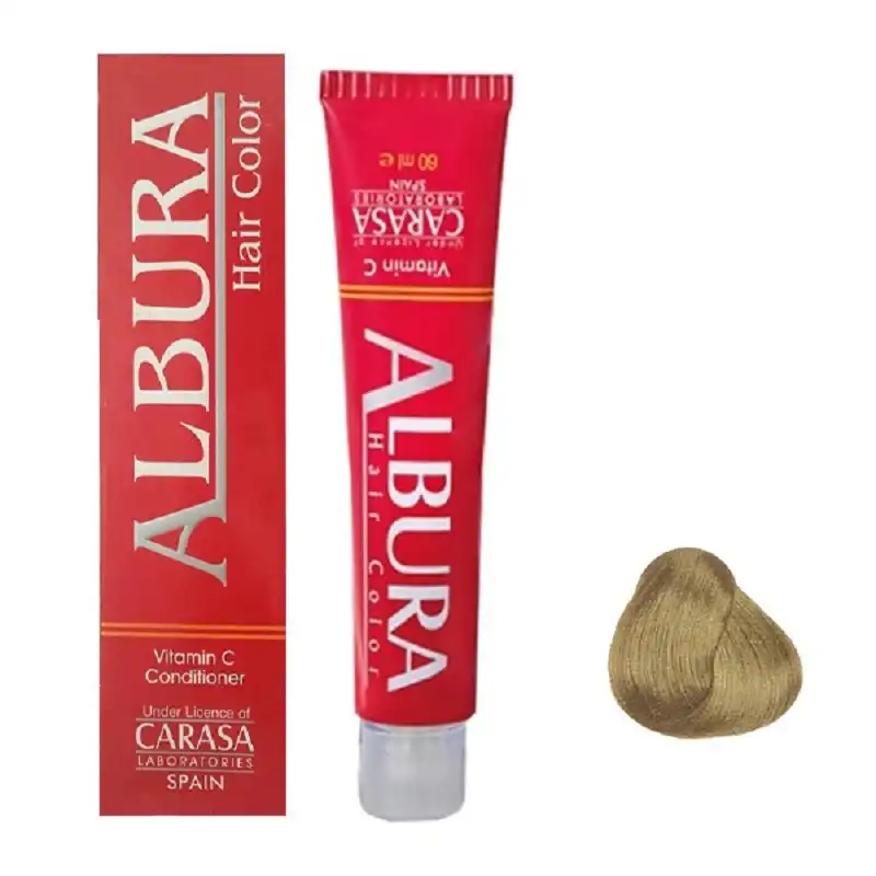 رنگ مو آلبورا مدل carasa شماره M7-8.2 حجم 100 میلی لیتر رنگ بلوند زیتونی روشن مجموعه 6 عددی