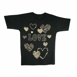 تی شرت آستین کوتاه زنانه مدل love رنگ مشکی