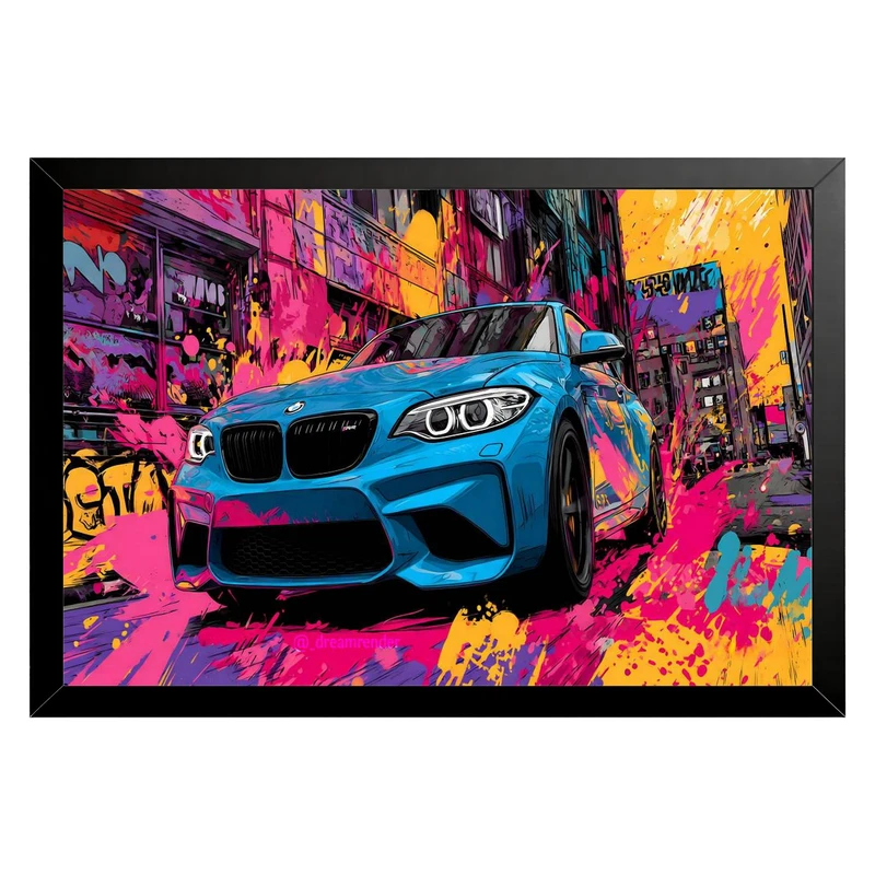 تابلو بکلیت طرح ماشین و خودرو بی ام و BMW M2 مدل B-pe130231 فریم مشکی