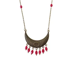 گردنبند زنانه مدل رومانتویی نت موسیقی و دانه انار کریستالی