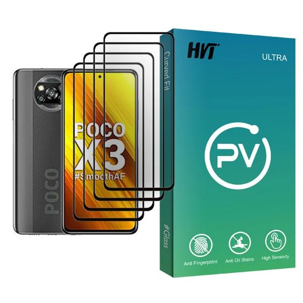 محافظ صفحه نمایش اچ وی تی مدل PV Glass MIX004 مناسب برای گوشی موبایل شیائومی Poco X3 بسته چهار عددی