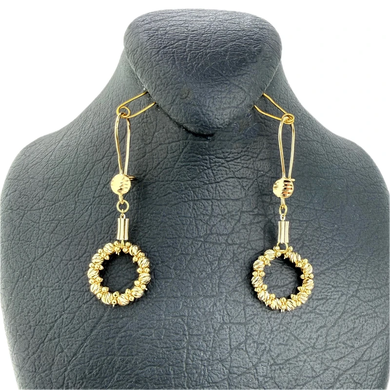 عکس شماره 3 : گوشواره آویز طلا کم اجرت 18 عیار زنانه گالری طلا و جواهر هانی مدل دوریکا