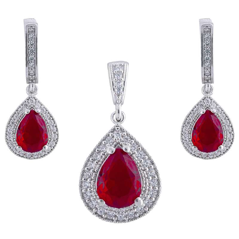 نیم ست نقره زنانه مدل یاقوت AMT-N205 نیم ست نقره زنانه مدل یاقوت AMT-N205