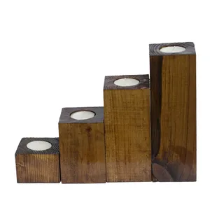 جاشمعی مدل چوبی مکعبی C-01 مجموعه 4 عددی