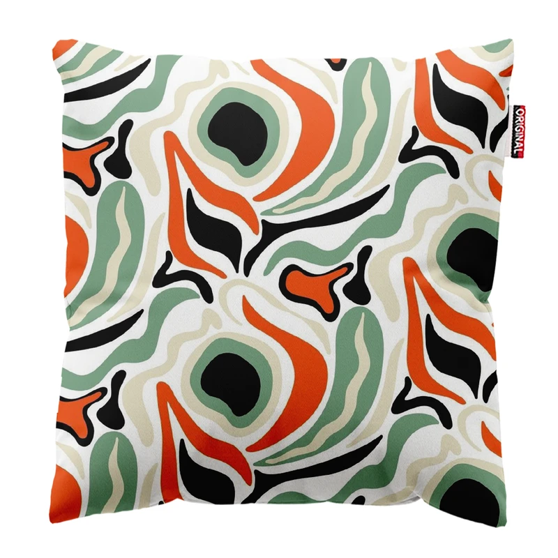 کوسن پاد آفرین مدل مینیمال طرح گل و برگ کد PK403510 سایز 40*40 سانتی متر