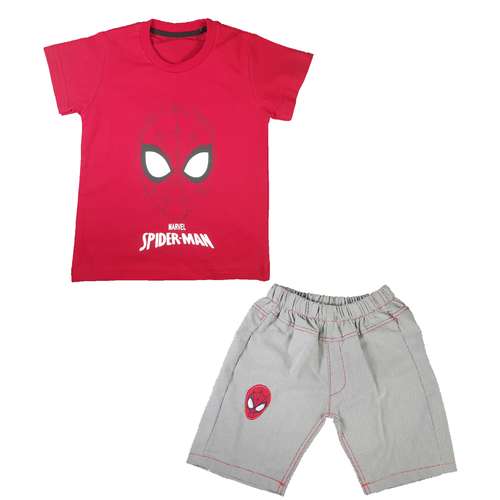ست تی شرت آستین کوتاه و شلوارک پسرانه مدل اسپایدرمن کد 01B