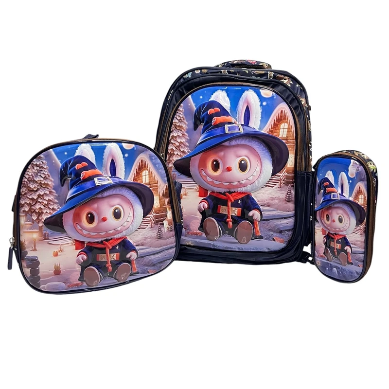 کوله پشتی مدرسه مدل لبوبو2 به همراه کیف تغذیه و جامدادی