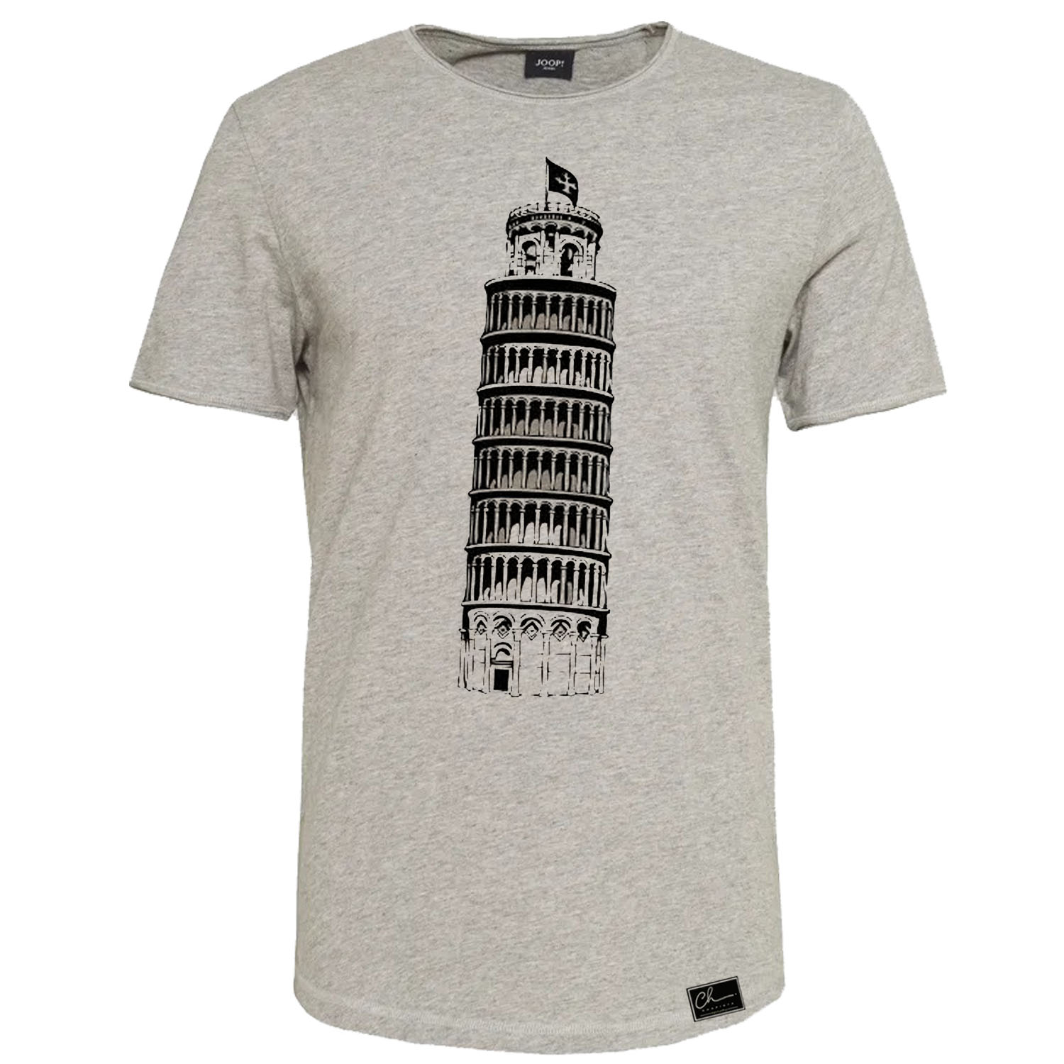 تی شرت آستین کوتاه مردانه مدل برج پیزا کد MZ16 رنگ طوسی