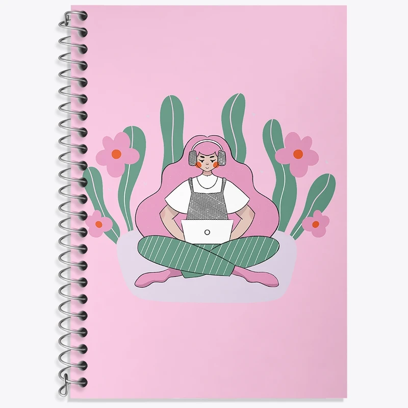 دفتر زبان 50 برگ خندالو مدل دو خط طرح دخترانه کد N27