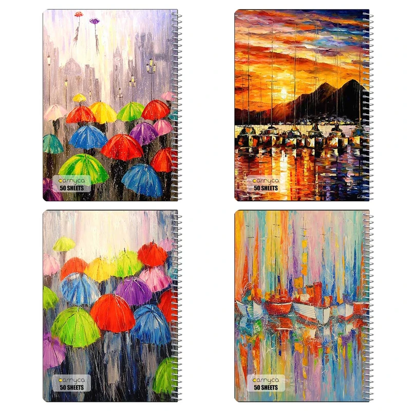 دفتر نقاشي 50 برگ کارنيکا طرح نقاشی‌های آبرنگی Watercolor Paintings کد 92437 مجموعه 4 عددی