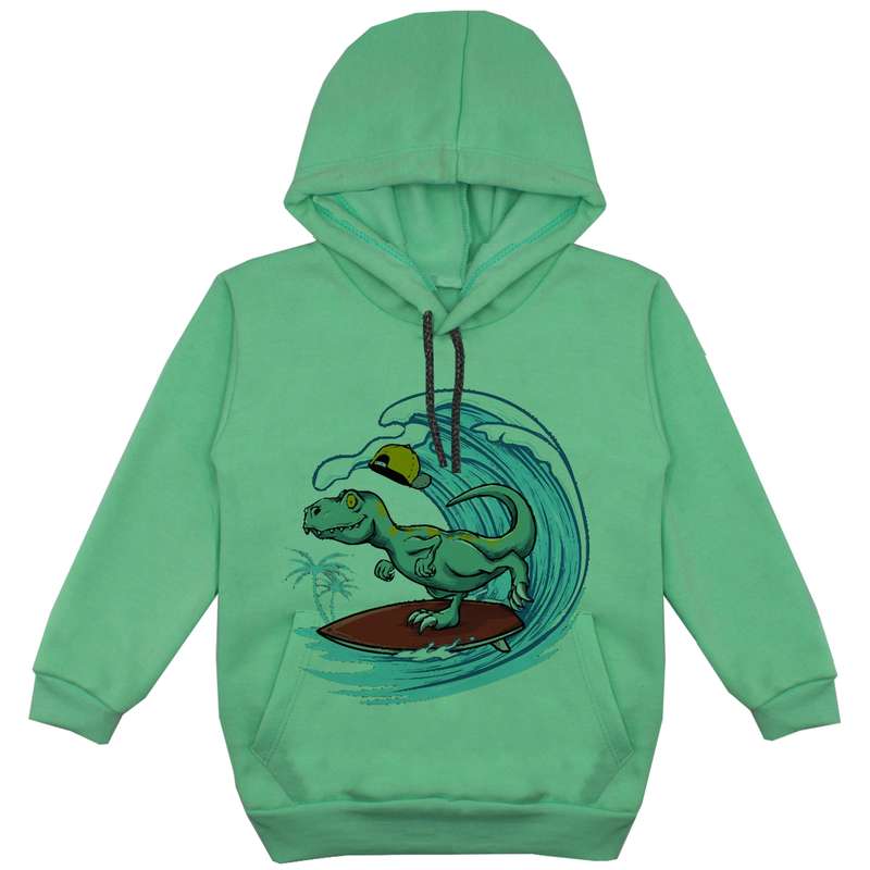 هودی پسرانه مدل دانیاسور موج سوار F49 رنگ سبز