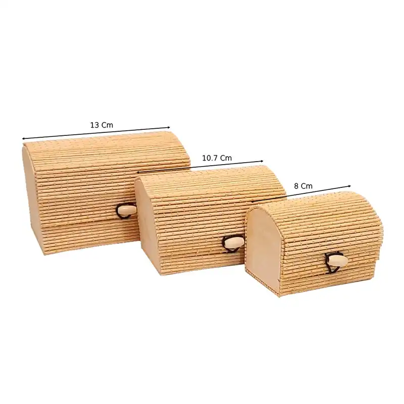 جعبه جواهرات مدل صندوقچه طرح حصیری مجموعه سه عددی