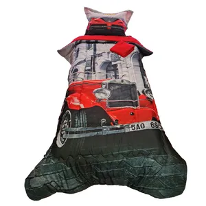 سرویس خواب طرح سه بعدی ماشین کلاسیک کد 52 یک نفره 4 تکه