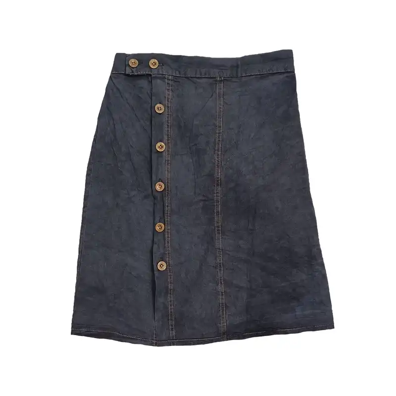 دامن زنانه مدل کوتاه کتان پشت کش دار کد 598