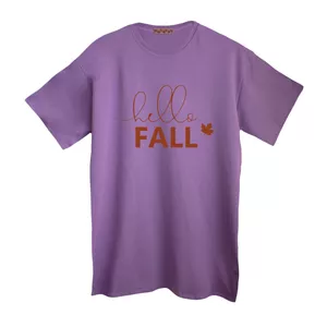 تی شرت لانگ آستین کوتاه زنانه مدل سلام پاییز رنگ یاسی