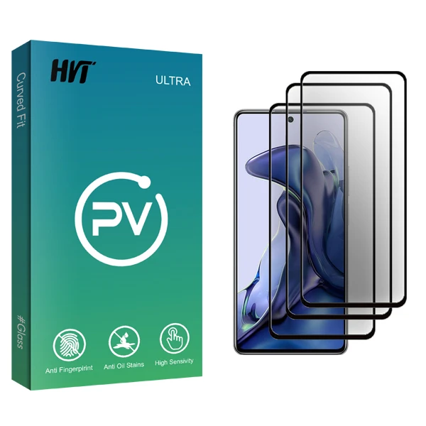 محافظ صفحه نمایش سرامیکی اچ وی تی مدل PV Glass مناسب برای گوشی موبایل شیائومی 11T 5G 21081111RG بسته سه عددی