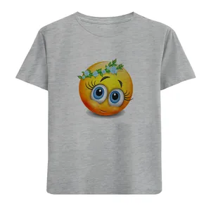 تی شرت آستین کوتاه دخترانه مدل ایموجی D73