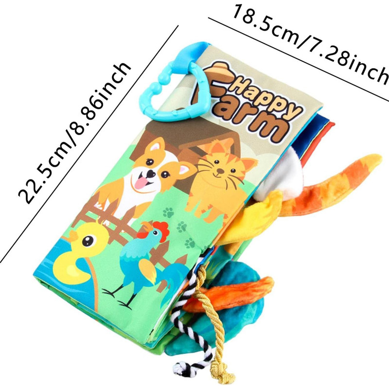 بازی آموزشی سمید مدل کتاب پارچه ای دست ورزی دم دار طرح مزرعه حیوانات اهلی