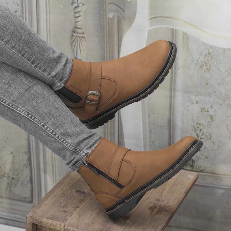 نیم بوت مردانه مدل شیکاگو رنگ عسلی