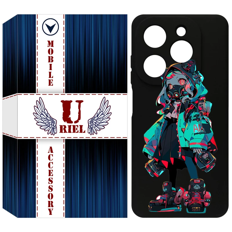 کاور یوریل مدل KSH کد 58 طرح دخترگربه ای مناسب برای گوشی موبایل تکنو Spark 20 / Spark Go 2024