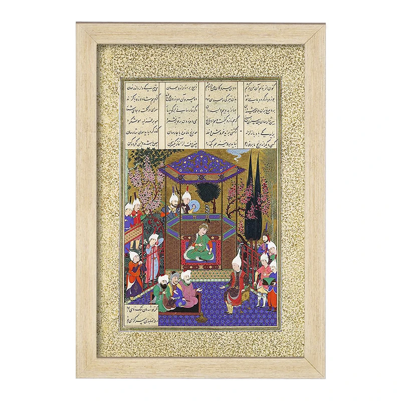 تابلو خندالو مدل نقاشی پاسخ دادن زال موبدان را اثر قدیمی گیلانی کد F12233