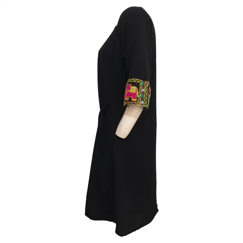 مانتو زنانه مدل نخی ابر و بادی سوزندوزی هندی کد tm-2709 رنگ مشکی