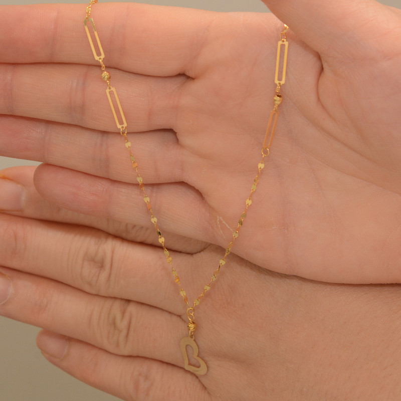 گردنبند طلا 18 عیار زنانه با زنجیر مینیمال طلای مستجابی مدل قلب هرمس T1433 کد 125