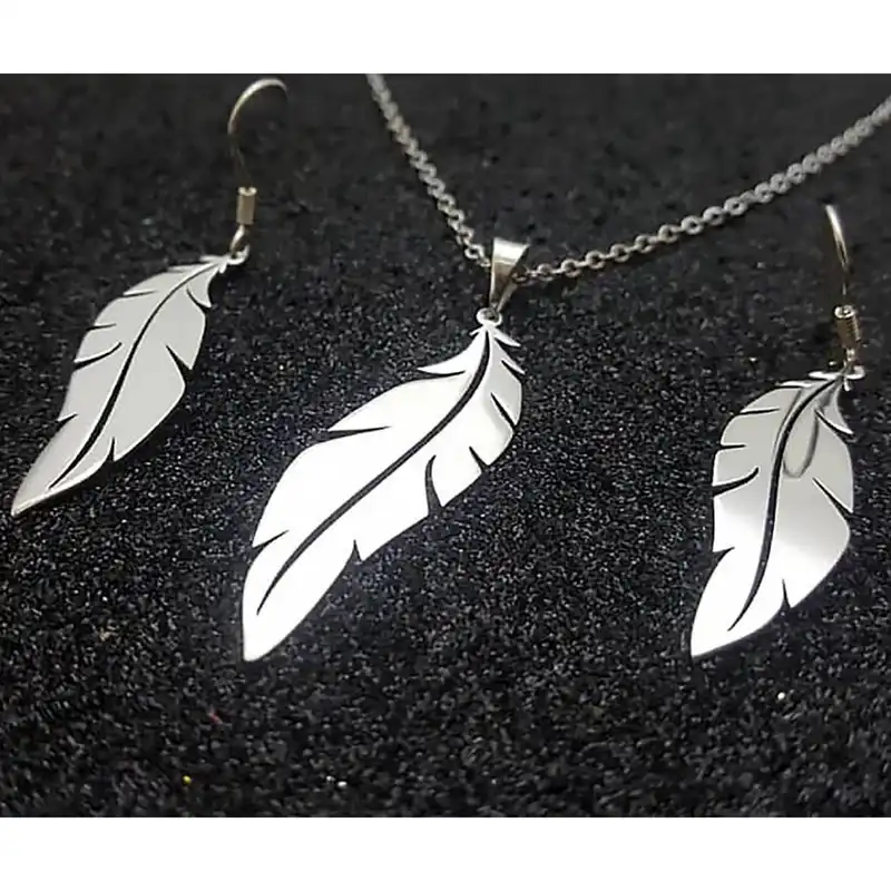 نیم ست نقره زنانه مدل پر کد AB001