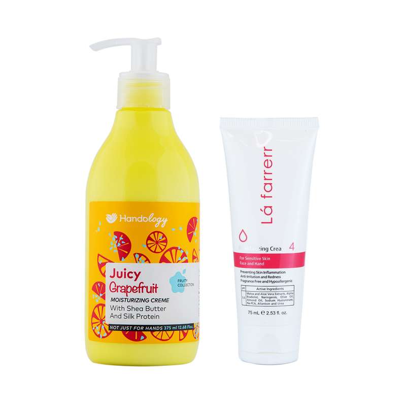 كرم مرطوب کننده هندولوژی مدل Juicy Grapefruit حجم 375 ميلی لیتر به همراه کرم مرطوب کننده لافارر کد 4 حجم 75 میلی لیتر