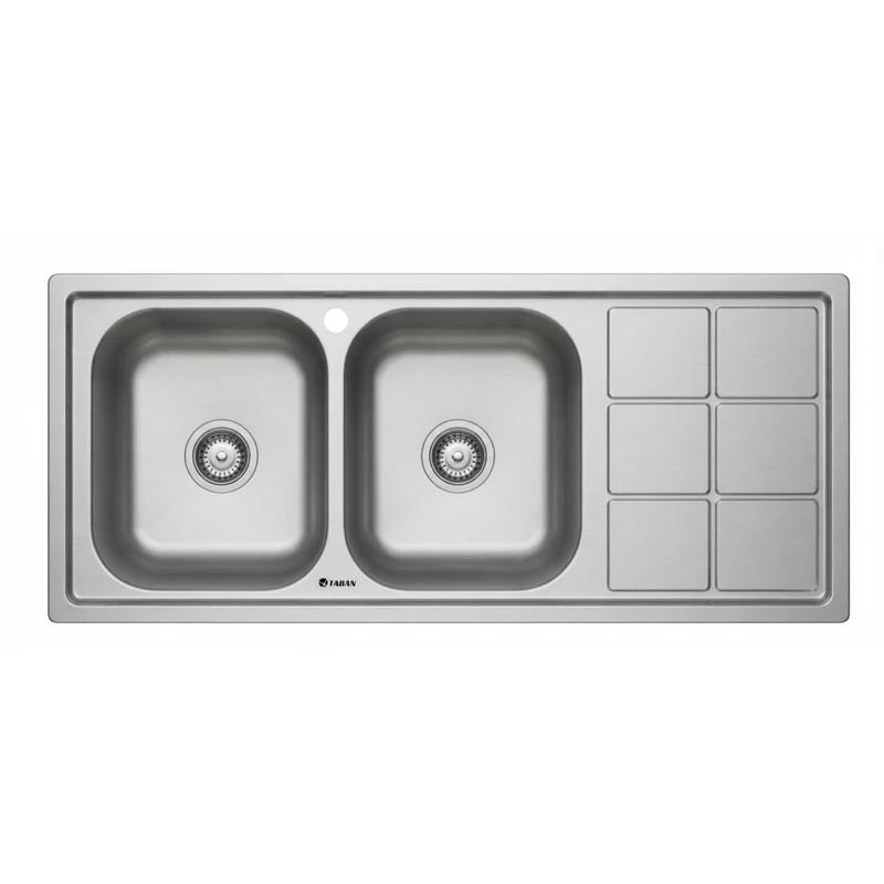 سینک ظرفشویی استیل توکار دو لگنه تابان مدل TE9104
