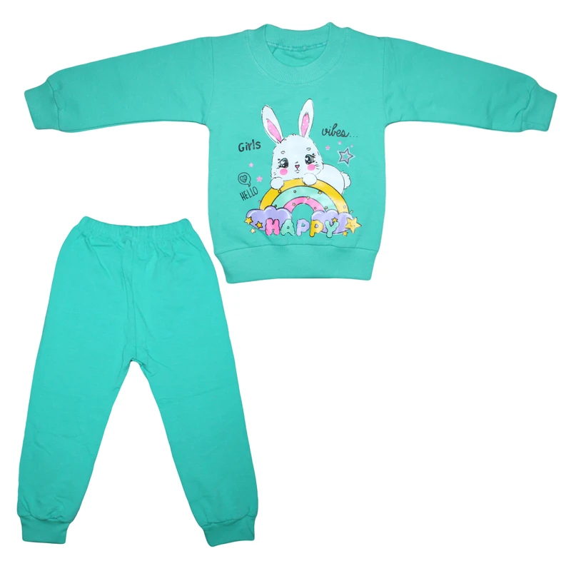 ست سویشرت آستین بلند و شلوار راحتی نوزادی مدل پنبه دورس طرح خرگوش کد 224322