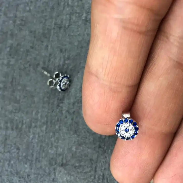 گوشواره نقره زنانه گیرا مدل چشم نظر G696